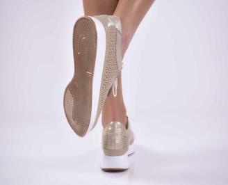 Дамски спортни обувки естествена кожа бежови EOBUVKIBG 3