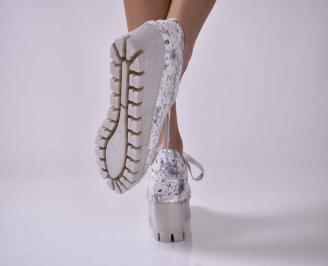 Дамски обувки на платформа естествена кожа шарени EOBUVKIBG