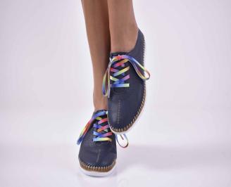 Дамски равни обувки Гигант естествена кожа сини EOBUVKIBG