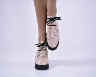Дамски анатомични обувки естествена кожа пудра EOBUVKIBG