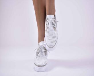 Дамски анатомични обувки естествена кожа бели EOBUVKIBG