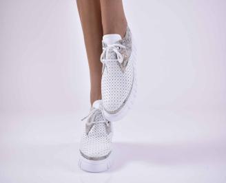 Дамски анатомични обувки естествена кожа бели EOBUVKIBG