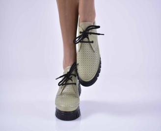 Дамски анатомични обувки естествена кожа зелени EOBUVKIBG