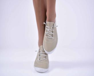 Дамски равни обувки естествена кожа бежов EOBUVKIBG