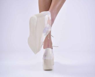 Дамски обувки на платформа  естествена кожа  бежови  EOBUVKIBG