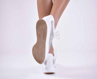 Дамски спортни обувки естествена кожа бели EOBUVKIBG