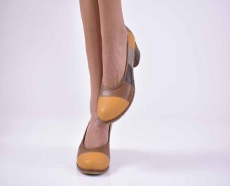 Дамски ежедневни  обувки с ортопедична стелка  естествена кожа кафяви EOBUVKIBG