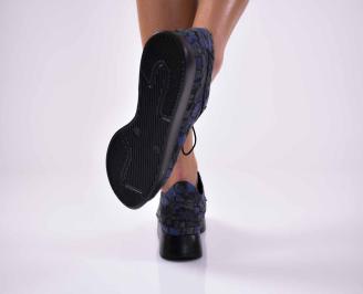 Дамски обувки на платформа  естествена кожа с ортопедична стелка  сини  EOBUVKIBG 3