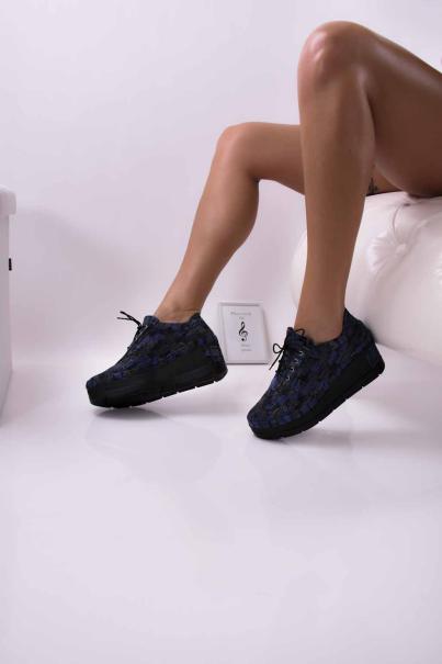 Дамски обувки на платформа  естествена кожа с ортопедична стелка  сини  EOBUVKIBG