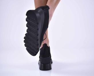 Дамски обувки на платформа естественна кожа черни EOBUVKIBG 3
