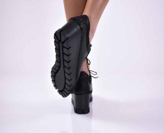 Дамски обувки на платформа естествена кожа с ортопедична стелка черни EOBUVKIBG 3
