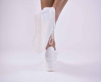 Дамски обувки на платформа естествена кожа с ортопедична стелка бели EOBUVKIBG 3
