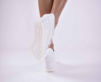 Дамски обувки на платформа естествена кожа с ортопедична стелка бели EOBUVKIBG 3