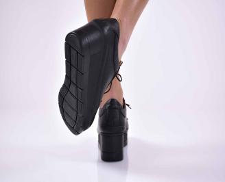 Дамски обувки на платформа естествена кожа с ортопедична стелка черни EOBUVKIBG 3