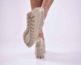 Дамски обувки на платформа естествена кожа с ортопедична стелка бежови EOBUVKIBG 3