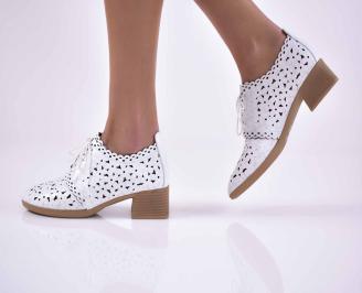 Дамски обувки естествена кожа естествен хастар с ортопедична стелка бели EOBUVKIBG