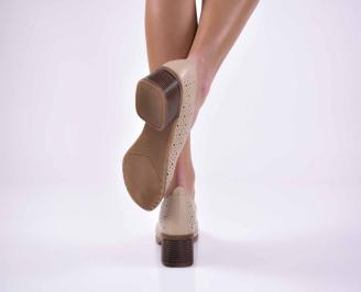 Дамски обувки естествена кожа  естествен хастар с ортопедична стелка бежови EOBUVKIBG 3