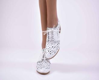 Дамски обувки естествена кожа естествен хастар с ортопедична стелка бели EOBUVKIBG
