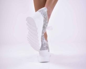 Дамски обувки на платформа естествена кожа естествен хастар с ортопедична стелка сребристи EOBUVKIBG 3