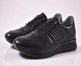 Мъжки спортни  обувки естествена кожа естествен хастар с ортопедична стелка черни EOBUVKIBG