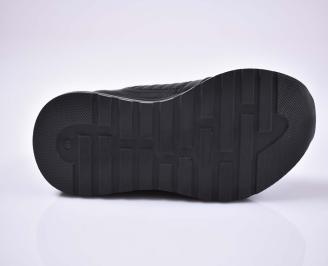 Мъжки спортни  обувки естествена кожа естествен хастар с ортопедична стелка черни EOBUVKIBG