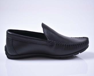 Мъжки спортно елегантни обувки естествена кожа естествен хастар с ортопедична стелка черни EOBUVKIBG
