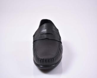 Мъжки спортно елегантни обувки естествена кожаестествен хастар с ортопедична стелка черни EOBUVKIBG