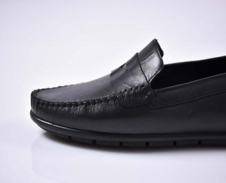 Мъжки спортно елегантни обувки естествена кожаестествен хастар с ортопедична стелка черни EOBUVKIBG