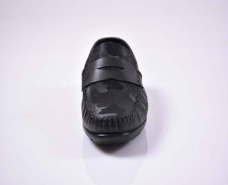 Мъжки спортно елегантни обувки естествена кожа  естествен хастар с ортопедична стелкачерни EOBUVKIBG