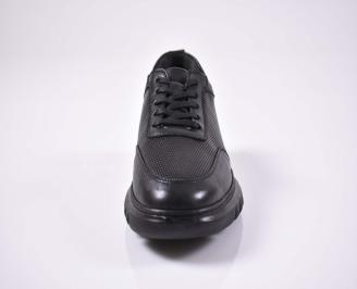 Мъжки спортни обувки естествена кожа  естествен хастар с ортопедична стелкачерни EOBUVKIBG