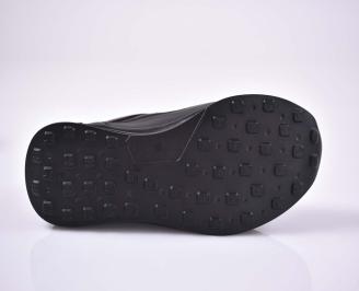 Мъжки спортни обувки естествена кожа  естествен хастар с ортопедична стелка черни EOBUVKIBG
