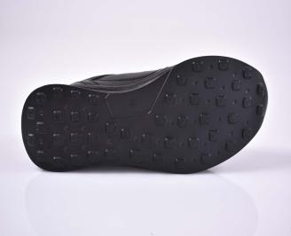Мъжки спортни обувки естествена кожа  естествен хастар с ортопедична стелка черни EOBUVKIBG
