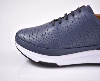 Мъжки спортни обувки естествена кожа естествен хастар с ортопедична стелка сини EOBUVKIBG