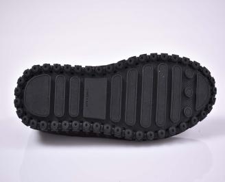 Мъжки спортно елегантни обувки естествен набук естествен хастар с ортопедична стелка черни EOBUVKIBG