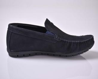 Мъжки спортно елегантни обувки естествен набук сини EOBUVKIBG