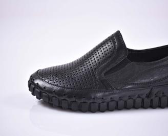Мъжки спортно елегантни обувки естествена кожа  естествен хастар с ортопедична стелка черни EOBUVKIBG