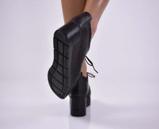 Дамски обувки на платформа естествена кожа  естествен хастар с ортопедична стелка черни EOBUVKIBG 3