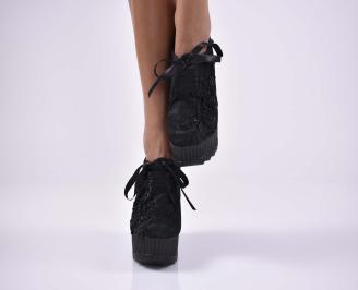 Дамски обувки на платформа с ортопедична стелка черни  EOBUVKIBG