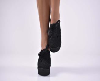 Дамски обувки на платформа  с ортопедична стелка черни  EOBUVKIBG
