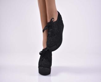 Дамски обувки на платформа  с ортопедична стелка черни  EOBUVKIBG