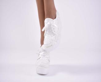 Дамски обувки на платформа  с ортопедична стелка бели  EOBUVKIBG