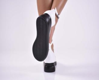 Дамски равни сандали естествена кожа  с ортопедична стелка естествен хастар бели  EOBUVKIBG 3