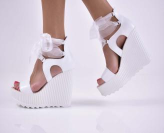 Дамски сандали естественна кожа  бели EOBUVKIBG