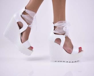 Дамски сандали естественна кожа  бели EOBUVKIBG