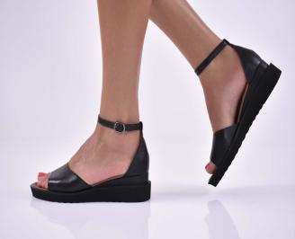 Дамски сандали естественна кожа ортопедична стелка  естествен хастар черни EOBUVKIBG
