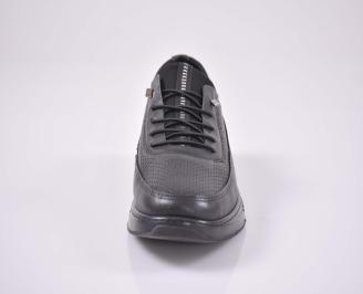 Мъжки спортно елегантни обувки Гигант естествена кожа  естествен хастар с ортопедична стелка черни EOBUVKIBG