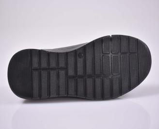 Мъжки спортно елегантни обувки Гигант естествена кожа  естествен хастар с ортопедична стелка черни EOBUVKIBG
