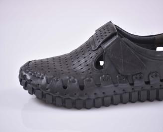 Мъжки сандали естествена кожа с ортопедична стелка черни EOBUVKIBG