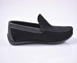 Мъжки спортно елегантни обувки тип мокасини  с ортопедична стелка черни EOBUVKIBG