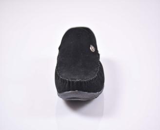 Мъжки спортно елегантни обувки  тип мокасини  с ортопедична стелка черни EOBUVKIBG